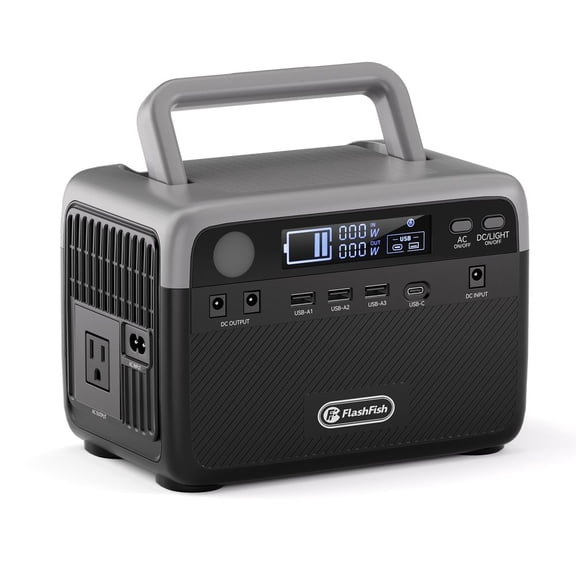 230.4Wh Portable Power Station 300W Solar Generator Battery Backup with LED Light for Outdoor Camping Home Emergency