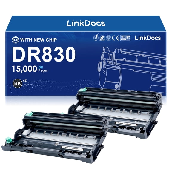 DR830 Brother Drum Replacement for Brother DR-830 Drum Unit Black for Brother TN-830XL TN-830 TN830 HL-L2460DW MFC-L2820DW DCP-L2640DW HL-L2405W HL-L2400D HL-L2480DW Printer Drum Unit 2Pack