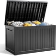 thumbnail image 1 of LEDMOMO Black Patio Storage Container Weatherproof Plastic Box for Deck and Garden, 1 of 10
