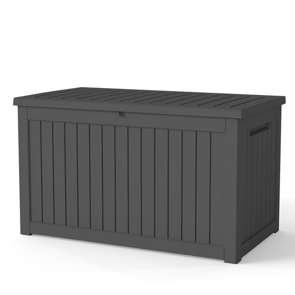 SEWOART Weatherproof Plastic Patio Storage Container Outdoor with Lockable Lid in Black