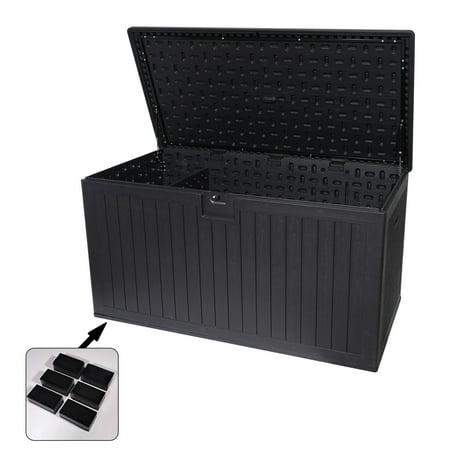 230 Gallon Resin Outdoor Deck Box Waterproof, Extra Large Patio Storage Box with Lockable Storage Containers for Patio Furniture Cushions, Pool Accessories, Garden Tools