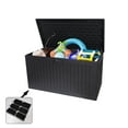 thumbnail image 1 of 230 Gallon Resin Outdoor Storage Box, Waterproof Trash Can Storage Shed with Lockable Lid for Garbage Tools, Pool Accessories, Black, 1 of 7