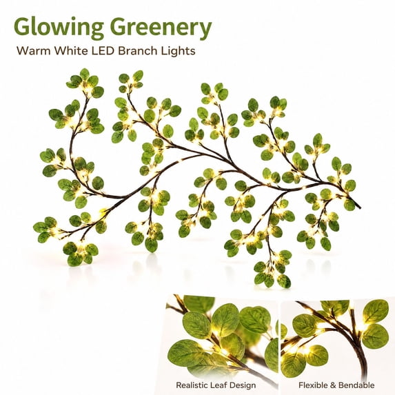 230 LED Tree Branch Lights with Remote Dimming, Warm Yellow Glow with ...