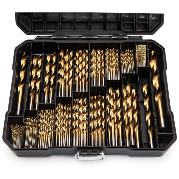 230 Pcs Titanium Twist Drill Bit Set for Metal and Wood,135°Tip High ...