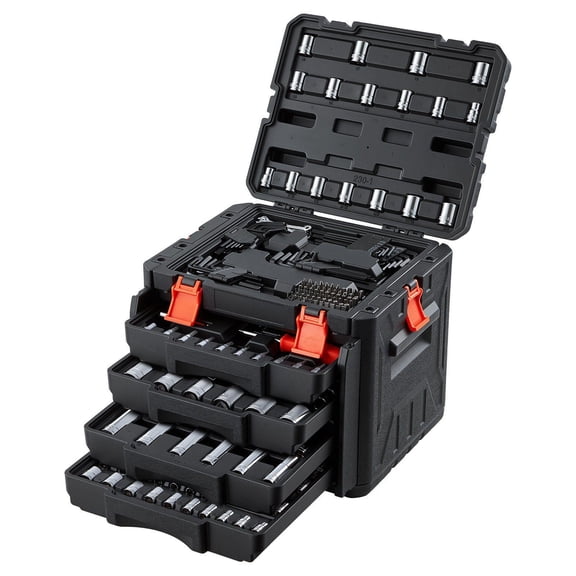 230-Piece Mechanics Tool Set with SAE and Metric Sockets Wrenches Screwdriver Bits 1/4 3/8 1/2 Inch Drive for Automotive Repair