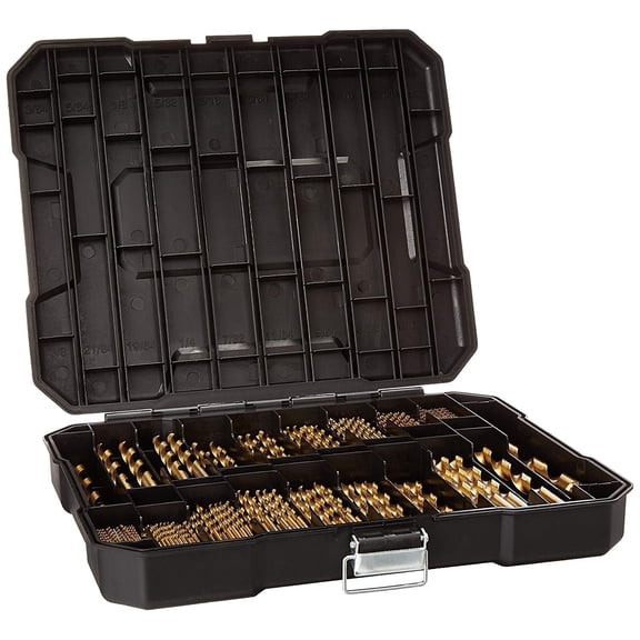 230 Pieces Titanium Twist Drill Bit Set, 135° Tip High Speed Steel, Size from 3/64" up to 1/2", Ideal Drilling in Wood/Cast Iron/Aluminum Alloy/Plastic/Fiberglass, with Hard Storage
