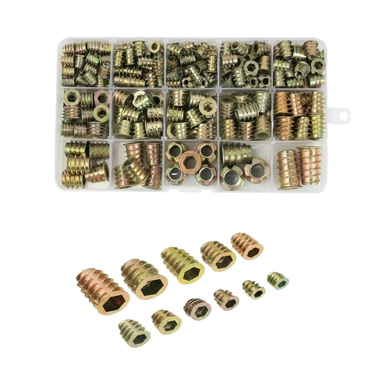 230 Pieces Zinc Alloy Threaded Insert Nuts Wood Insert assortment set  Threaded Insert assortment set Furniture Screws for Wood Insert