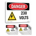 thumbnail image 1 of 230 Volts OSHA Danger Rigid Plastic Sign 18 Inch x 12 Inch - 10 Pack, 1 of 8