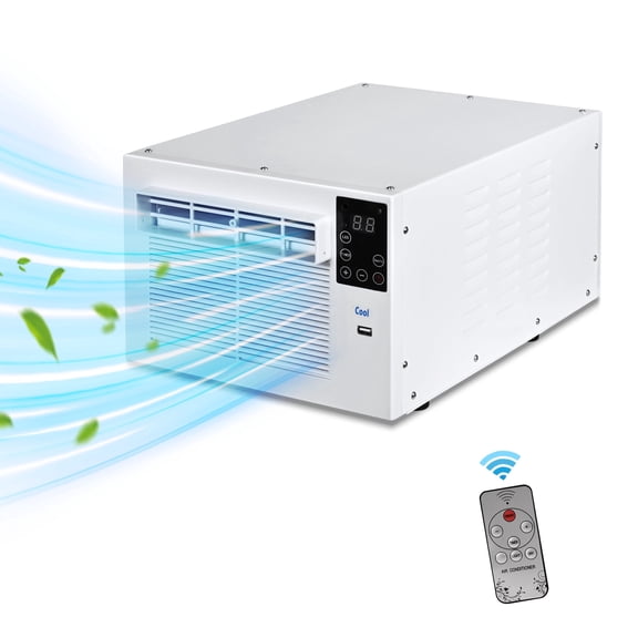 2300 BTU Portable Air Conditioner Cools with Remote, 45 sq.ft. with Dehumidifier in White for Tent, Camping, RV, 50 dBA
