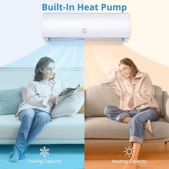 23000 BTU Mini Split Air Conditioner and Heat Pump, WiFi Ductless AC/Heating System, R32 Refrigerant, Ultra Quiet, Cools/Heats 1500 Sq.ft, Complete Kit