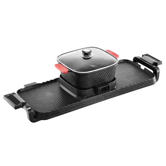 2300W Electric Hot Pot with Grill, Smokeless BBQ Pan, Removable Nonstick Pot, Adjustable Temperature