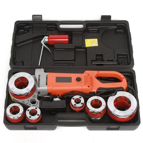 2300W Electric Pipe Threading Machine Handheld Power Pipe Threading w/6 Dies, Portable 50HZ 25 r/min Electric 1/2-2" Tapping Machine Pipe Cutter Kit Threading Machine Powerful