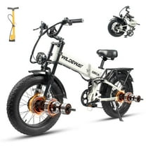 2300W Foding Dual Motor Electric Bike for Adults 20'' 48V 20Ah Ebike 55Miles Long Range 4.0 Fat Tire Off Road E-mountain bike Full Suspension Hydraulic Brake Electric Bicycles UL2849
