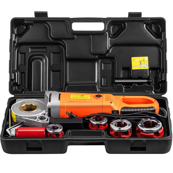 2300W Portable Pipe Threader Kit, 110V Electric Threading Machine with 4 Dies (1/2" to 1 1/4") and Carrying Case, Handheld Copper Motor Pipe Threader