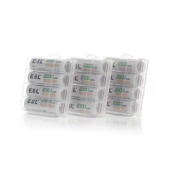 2300mAh EBL AA Rechargeable Ni-Mh Batteries Pack of 12