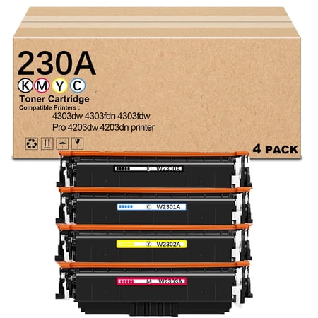 230A W2300A W2301A W2303A W2302A Toner Cartridge Works for Pro 4203dw 4203dn MFP 4303dw 4303fdn 4303fdw Printers (4-Pack)