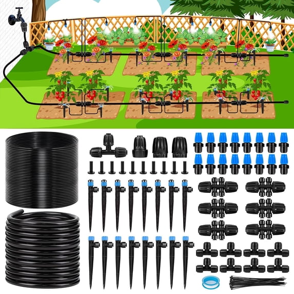 230FT New Quick-Connect Drip Irrigation System Kit, Automatic Garden ...