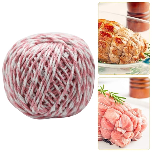 230FT Red & White Cotton Cooking String (0.15cm Thick) – Food-Safe Barbecue Meat Tie String for Trussing, Zongzi Binding & Crafts (Pink)