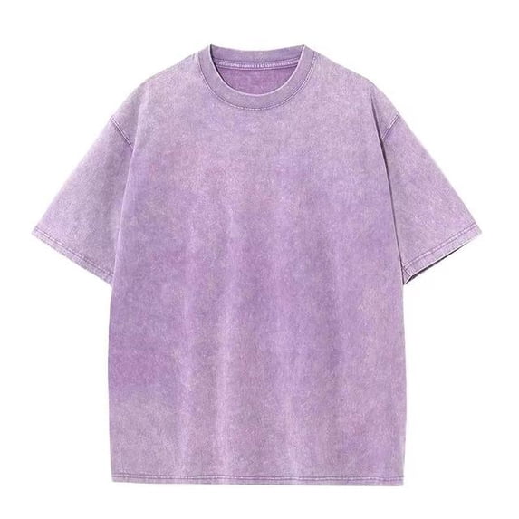 230G Cotton Retro T-shirt Drop-shoulder Sleeve Men Women Vintage Short-sleeve T Shirts Solid Color Hip Hop Loose Tees