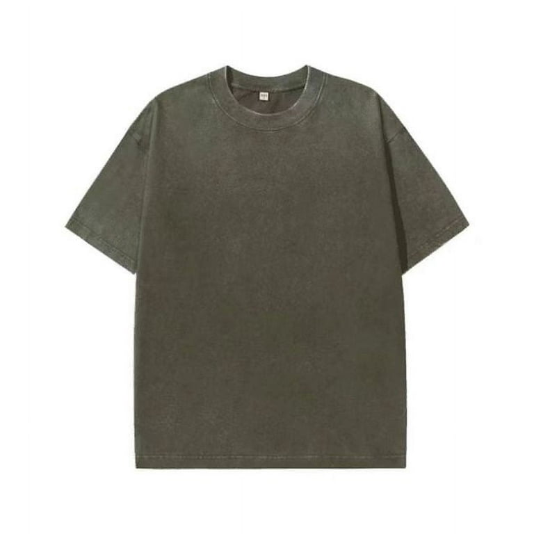 230G Cotton Retro T shirt Drop shoulder Sleeve Men Women Vintage Short sleeve T Shirts Solid Color Hip Hop Loose Tees Walmart