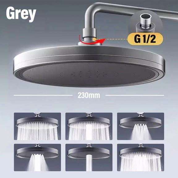 230MM Big Panel Rainfall Shower Head 6 Modes High Pressure Showerhead Large Flow