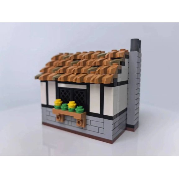 230PCs MOC Street View Medieval Mini House Farmhouse Waterwheel Building Blocks City Architecture Knight Soldier CastleToys Gift