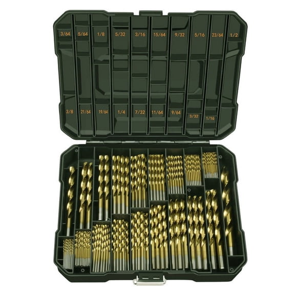 230Pcs HSS Twist Drill Bit Set Jobber Length Titanium Nitrided Metalworking Drill Steel Metal Iron Plastic Wood