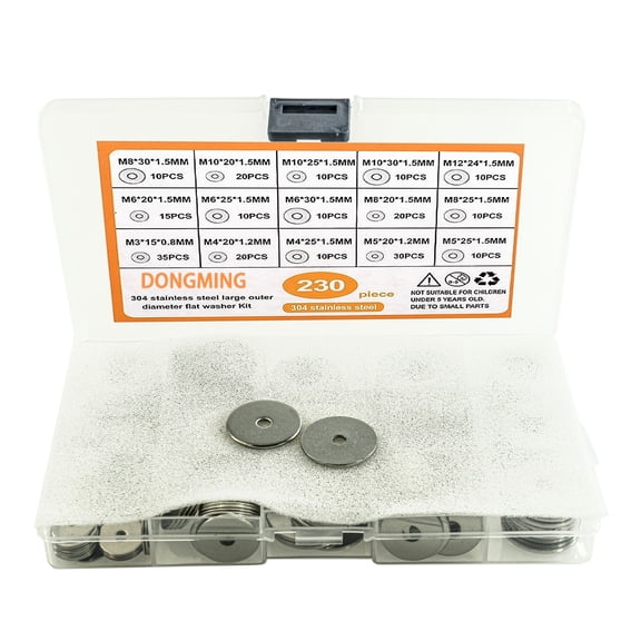 230Pieces Flat Washers Various size Strong Set for Projects and Repairs