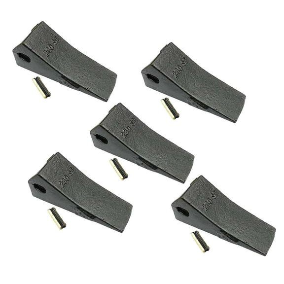230SP Backhoe Bucket Teeth +23P Flex Pins, 23 230 Bucket Teeth Replacement for 23 & 230 Series Skid Steer loaders and excavators Compatible with Hensley Excavator, Deere, Case, JBC - 5 Pack