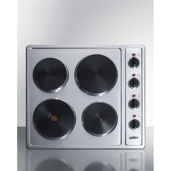 230V 24 in. Wide 4-Burner Solid Disk Cooktop, Stainless Steel