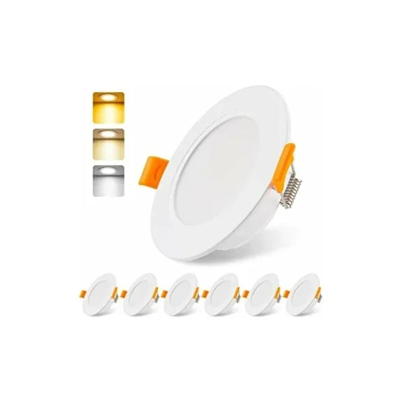 230V 5W Extra Flat LED Recessed Spotlight Set of 6, Recessed Ceiling Light, 3000/4000/6000K LED Spotlight, IP54 Ceiling Spotlight for Bathroom