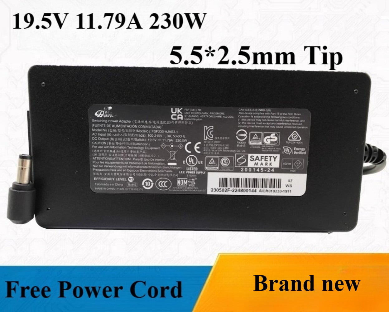 230W 19.5V 11.79A Laptop Charger Power Supply 5.5*2.5mm Tip AC Adapter FSP230-AJAS3-1