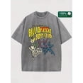 thumbnail image 1 of 230g Washed T-Shirt Men's Retro "Billionaire Boys Club" Graphic Tee - Soft 100% Cotton, Pink Geometric Print, Round Neck Short Sleeve, Casual Summer Streetwear, Machine Washable-Breathable & Comforta, 1 of 6