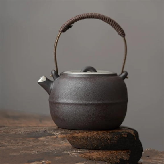 230ml Handmade Gilded Silver Teapot Antique Coarse Pottery Apple Pot Tea Maker Kettle With Filter Kung Fu Tea Cafes Ornaments