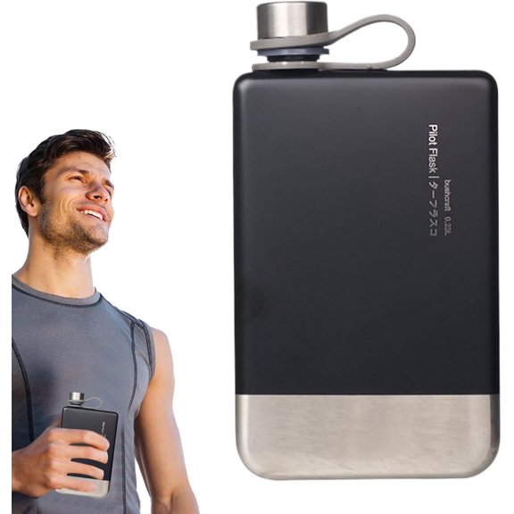 230ml Reusable Leakproof Water Bottle Stainless Steel Flask for Camping, Hiking & Travel, Portable Hip Flask for Beer, Coffee, Spirits & Soda, Shake-Resistant Seal (Silver) P