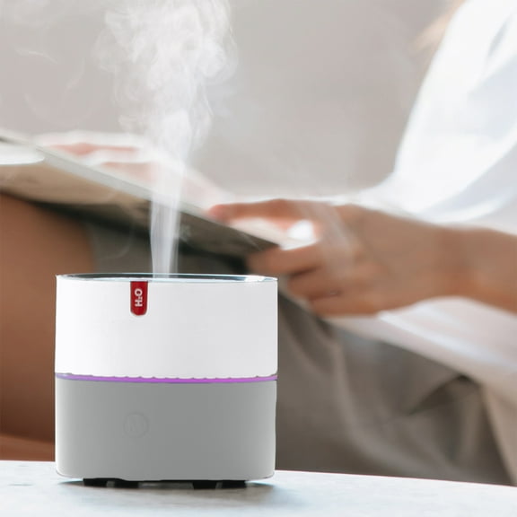 230ml USB Humidifier with Essential Oil Diffuser, 2 Mist Modes & Colorful Night Light, Portable Air Purifier for Home Office, White/Silver, 5W Type-C, Auto Shut-Off, 24H Runtime