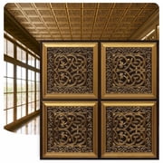 231 - Lovers Knot 2 ft. x 2 ft. PVC Glue-up Ceiling Tile in Antique Gold 100 Sq.ft / Pack - 25 Pieces