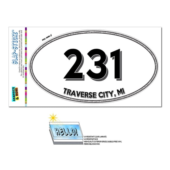 231 - Traverse City, MI - Michigan - Oval Area Code Sticker