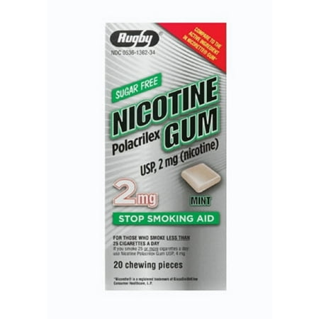 231RGRX RUGBY NICOTINE 2MG MINT GUM NICOTINE POLACRILEX-2 MG off white 20 CT UPC 305361362348 (PACK of 2)
