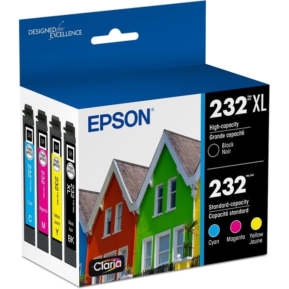 232 Claria Ink High Capacity Black & Standard Color Cartridge Combo Pack (T232XL-BCS) Works with WorkForce WF-2930 ,2950 and Expression XP-4200, 4205