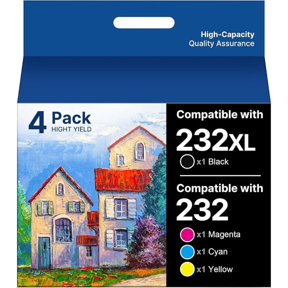 232 Ink Cartridges Compatible for Epson 232XL Ink Cartridge Work with Epson XP-4200 XP-4205 Workforce WF-2930 WF-2950 (4Pack)