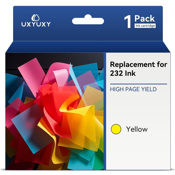 UXYUXY Ink Cartridges Replacement for Epson 232XL 232 T232 T232xl work for Expression Home XP-4200 XP-4205 Workforce WF-2950 WF-2930 Printer（Yellow, 1-Pack）