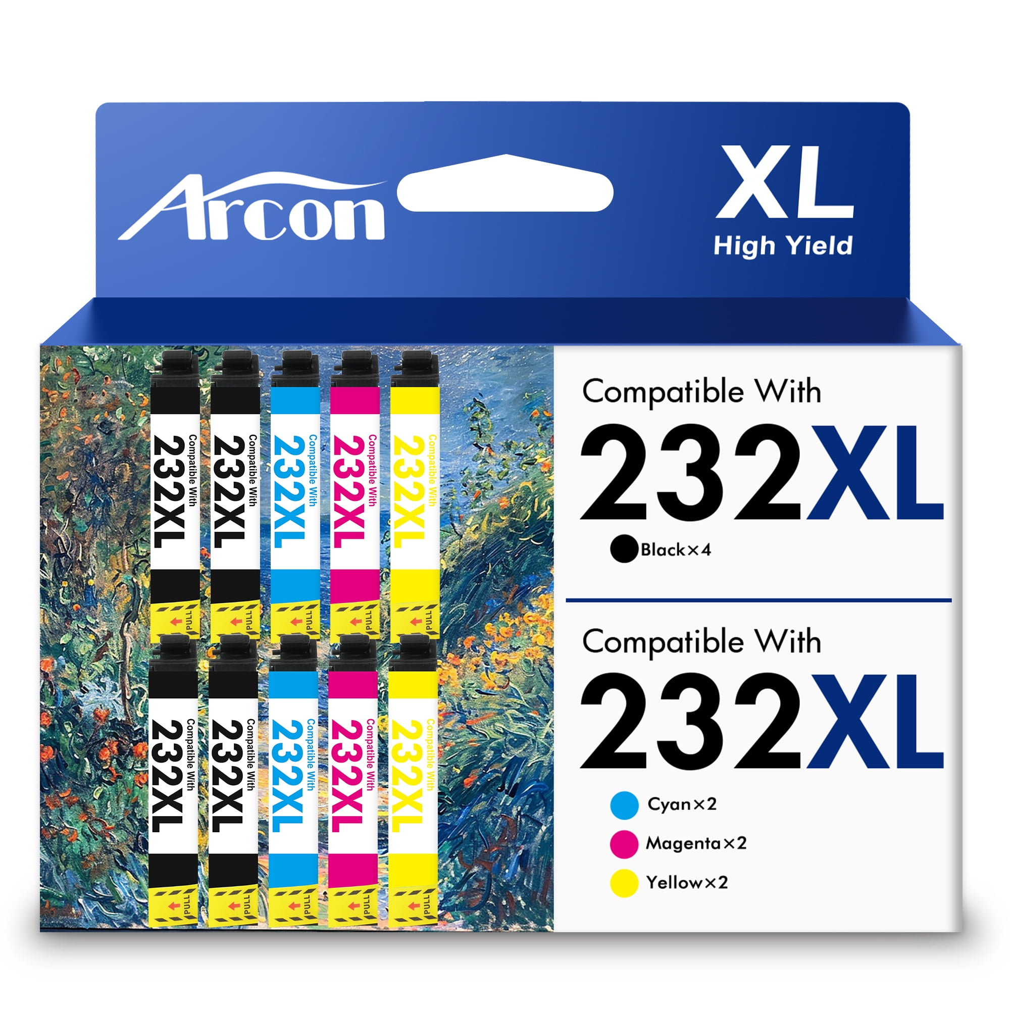 232 XL Ink Cartridges 10 Pack Compatible for 232XL 232 Printer Ink T232 T232XL Combo Pack for Expression Home XP-4200 XP-4205 WF-2930 WF-2950 All-in-One (4 Black, 2 Cyan, 2 Magenta, 2 Yellow)