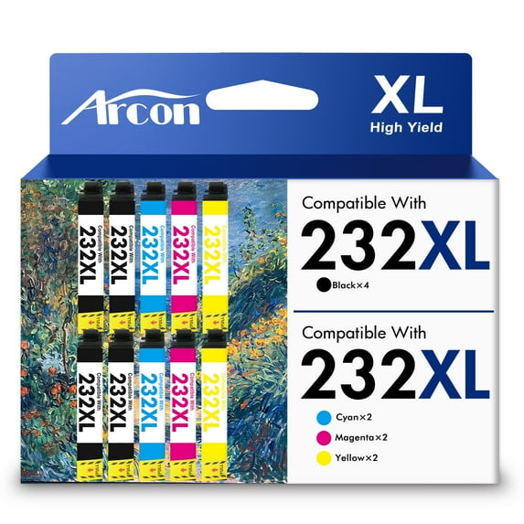 232 XL Ink Cartridges 10 Pack Compatible for 232XL 232 Printer Ink T232 T232XL Combo Pack for Expression Home XP-4200 XP-4205 WF-2930 WF-2950 All-in-One (4 Black, 2 Cyan, 2 Magenta, 2 Yellow)