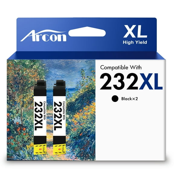232 XL Ink Cartridges 2 Pack Compatible for 232XL 232 Black Printer Ink T232 T232XL for Expression Home XP-4200 XP-4205 WF-2930 WF-2950 All-in-One (2 x Black)