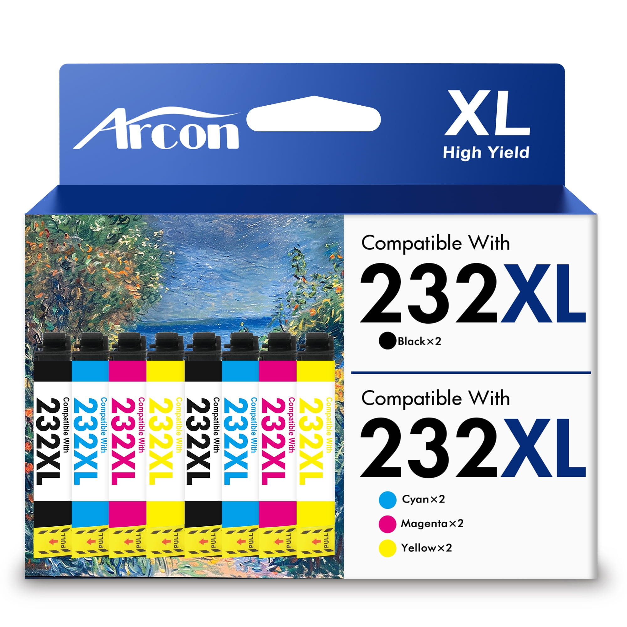 232 XL Ink Cartridges 8 Pack Compatible for 232XL 232 Printer Ink T232 T232XL Combo Pack for Expression Home XP-4200 XP-4205 WF-2930 WF-2950 All-in-One (2 Black, 2 Cyan, 2 Magenta, 2 Yellow)