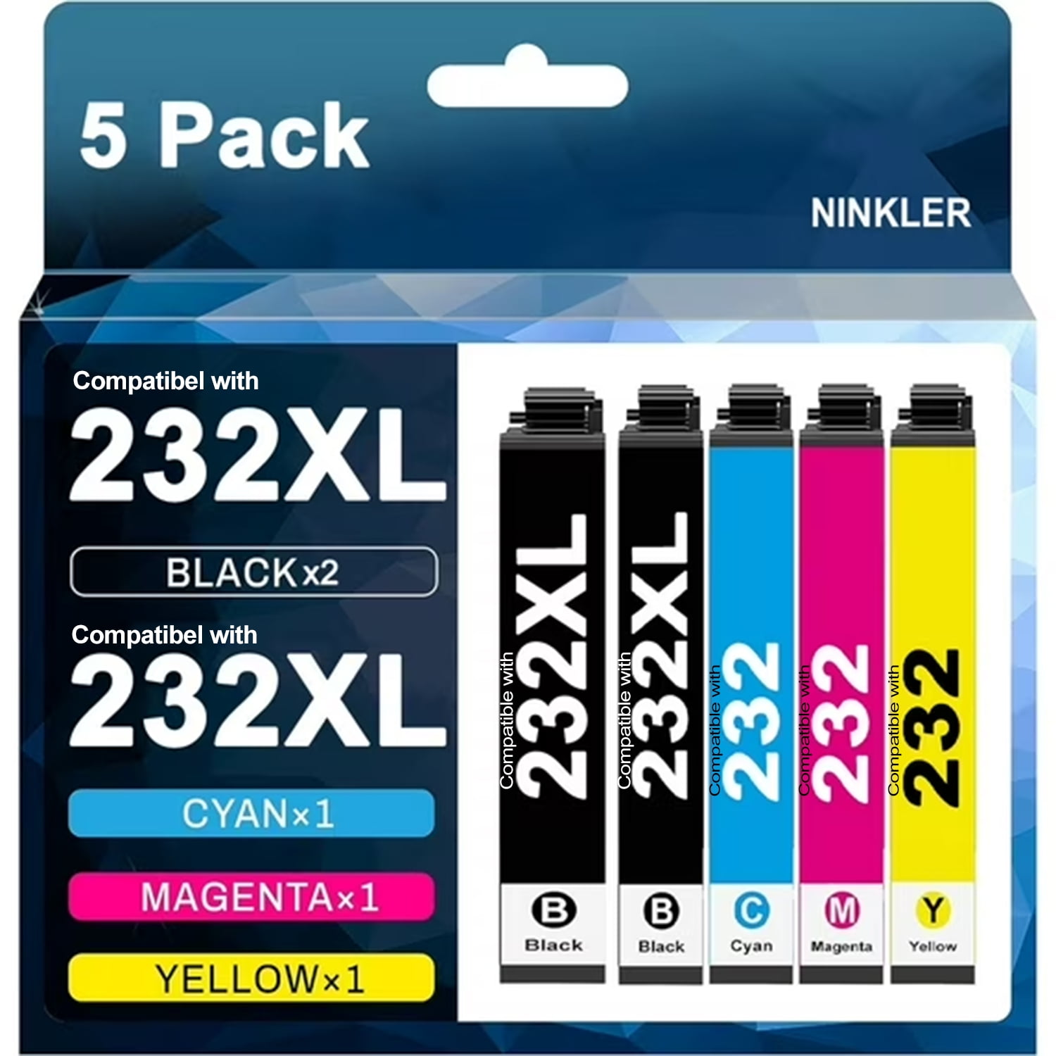 232 XL Printer Ink for Epson 232XL Ink Cartridges Combo Pack 5 XP-4205 XP-4200 Workforce WF-2930 WF-2950 Printer