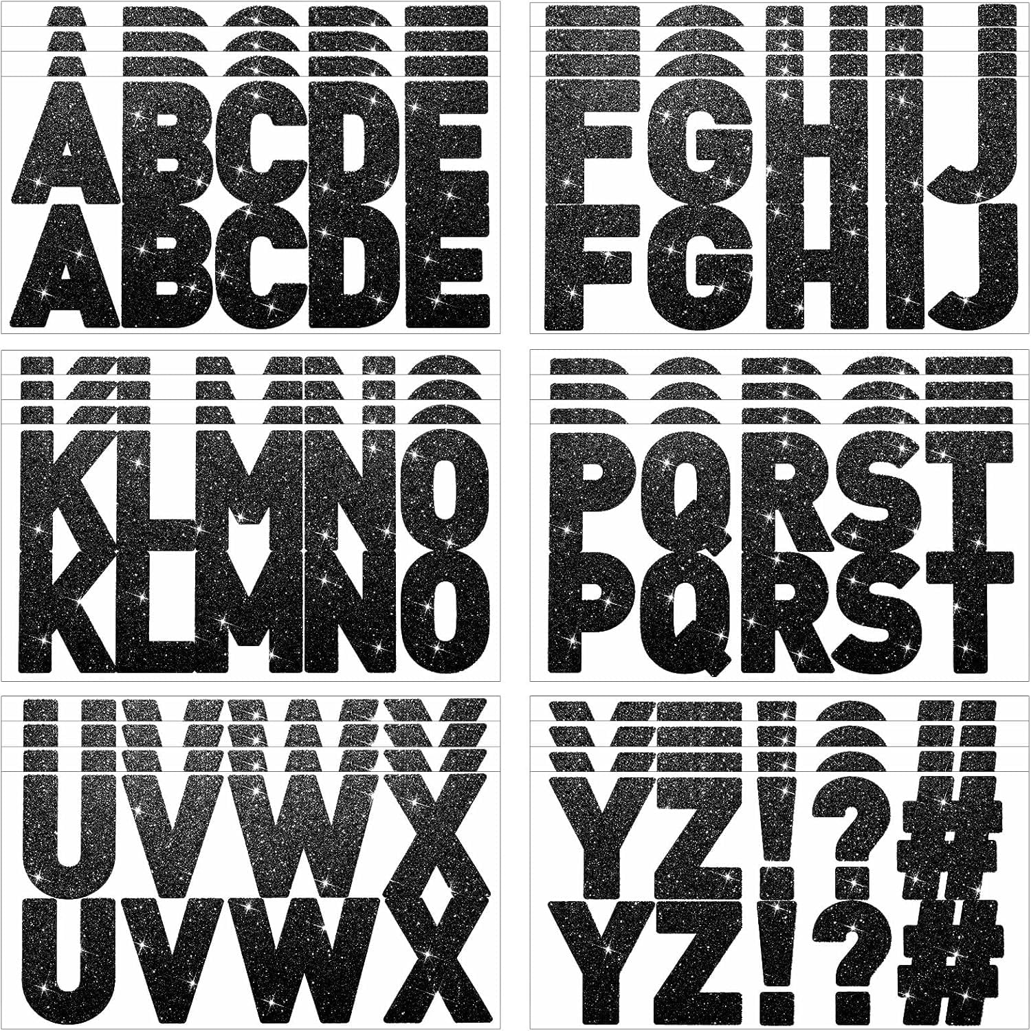 232 count 24 Sheets Large Glitter Letter Stickers Big Font Alphabet ...