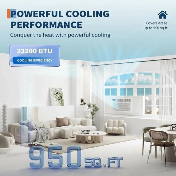 23200 BTU 4-in-1 Window Air Conditioner & Heater - Smart WiFi, Remote & App Control, Dehumidifier, Fan, Works with Alexa & Search Engine, Cools & Heats Up to 1500 Sq Ft - US Standard, With WiFi