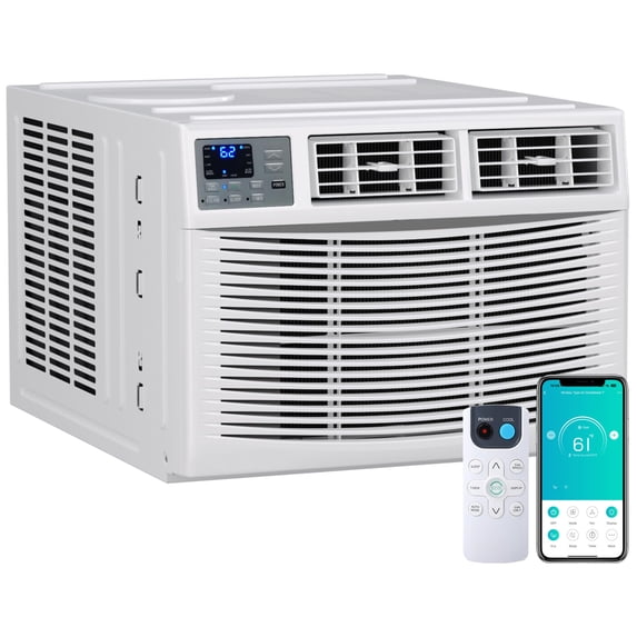 23200 BTU Window Air Conditioner with Heat, Window AC Unit with WIFI Smart Controls, Remote, Dehumidifier, Fan, Reusable Filter, Work with Alexa & Google Assistant, Cools Up to 1500 Sq. Ft